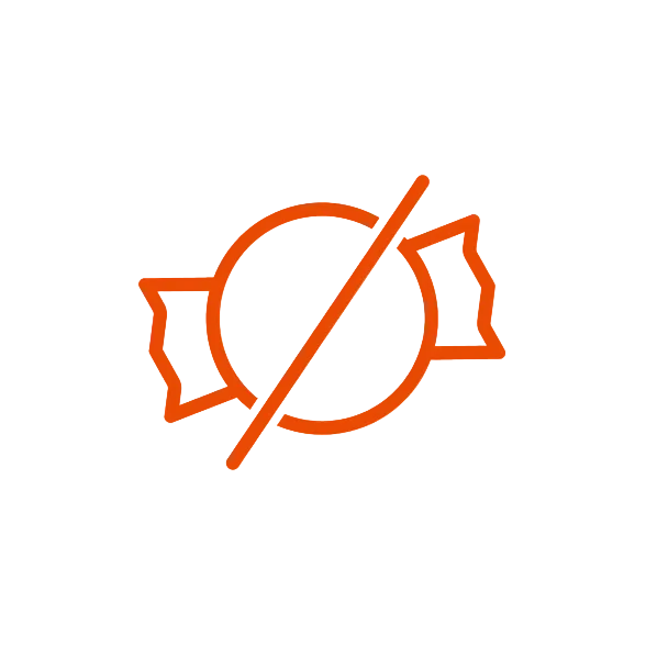 Icon of a candy with a slash through it